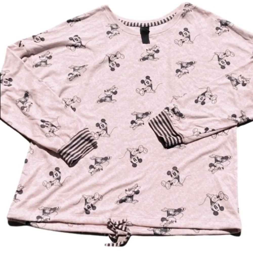 Disney 2 Piece Wms Sz Lrg Mauve Mickey and Minnie Jogger Style Soft Cozy Pajamas - Picture 3 of 4